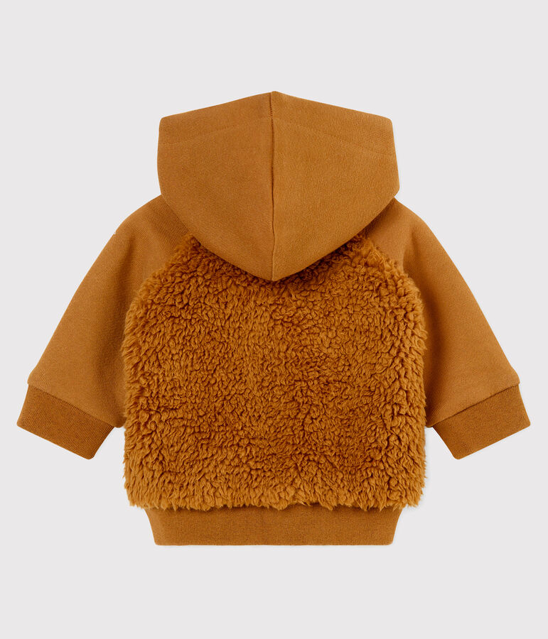 Baby boy's hooded sherpa sweatshirt brown