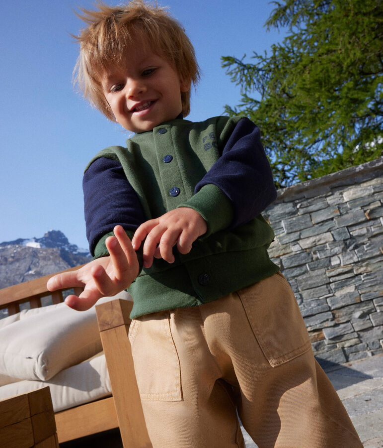 Babies' Fleece Baseball Jacket green/blue