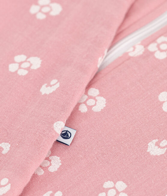 Babies' 1 TOG floral cotton sleeping bag CHARME pink/MARSHMALLOW white