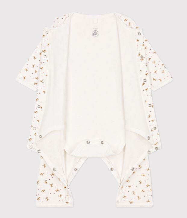 Babies' Footless Cotton Bodyjama white/red