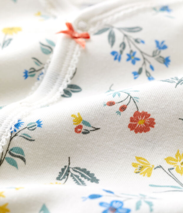 Babies' Floral Print Cotton Sleepsuit white/multicolor