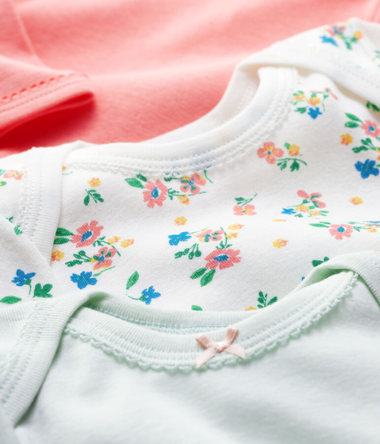 Baby Girls' Floral Long-Sleeved Organic Cotton Bodysuits - 3-Pack multicolor