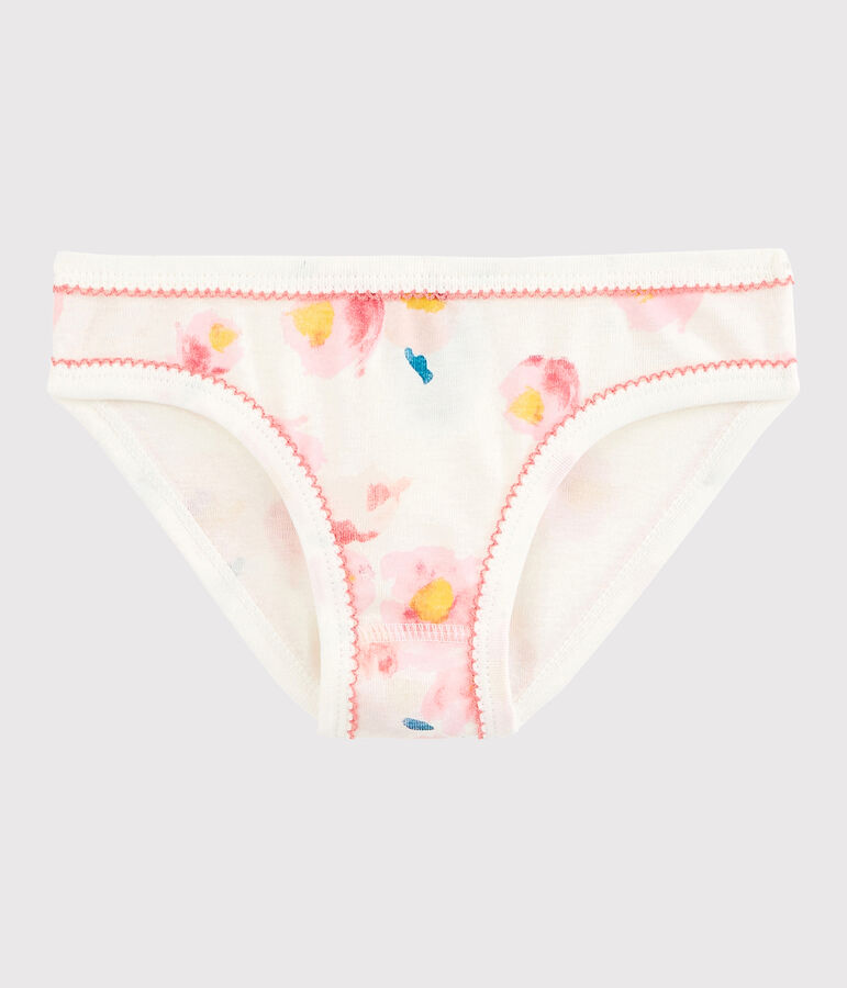 Girls' Cotton Knickers MARSHMALLOW white/MULTICO white