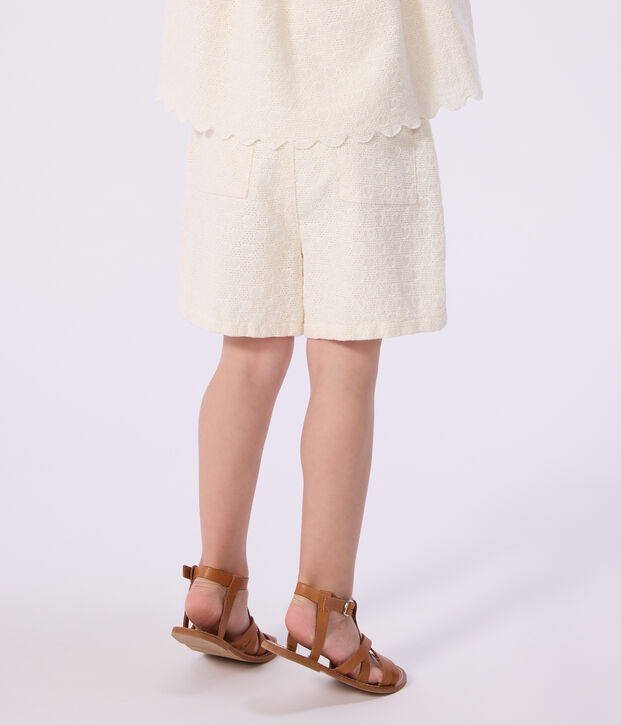 Children's cotton shorts with a heart motif white