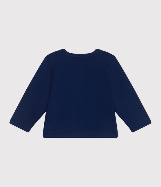 Babies' plain cotton cardigan MEDIEVAL blue