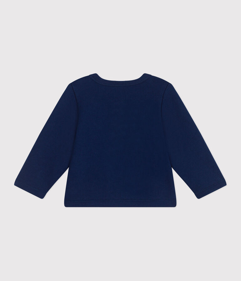 Babies' plain cotton cardigan blue