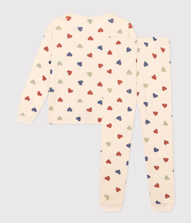 Women's Heart-pattern Cotton Pyjamas Ecru/multicolor