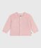 Babies' plain wool and cotton knit cardigan JOLI pink