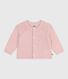Babies' plain wool and cotton knit cardigan