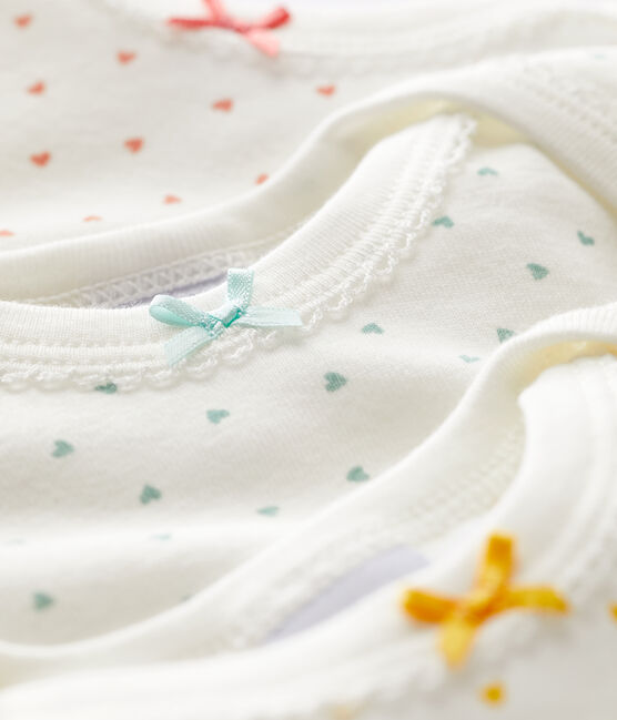 Heart Patterned Short-Sleeved Cotton Bodysuits - 3-Pack variante 1