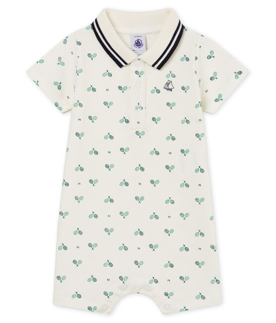 Baby boys' printed polo shirt Shortie MARSHMALLOW white/MULTICO white