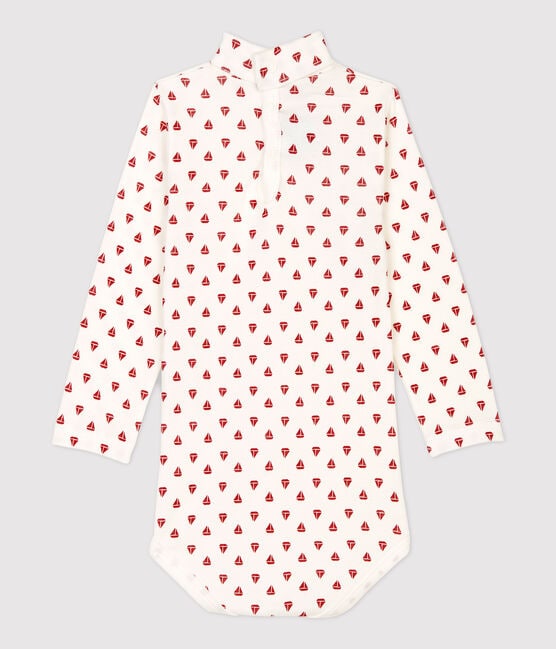 Babies' Cotton Bodysuit MARSHMALLOW white/TERKUIT red