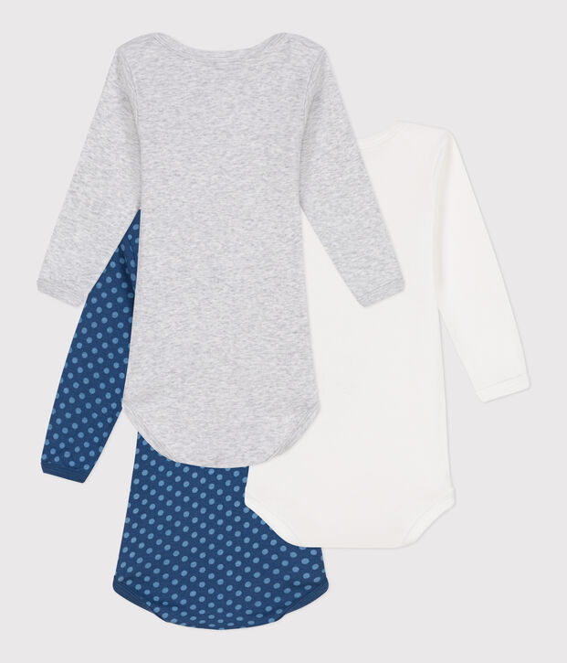 Babies' long-sleeved cotton bodysuits - 3-pack multicolor