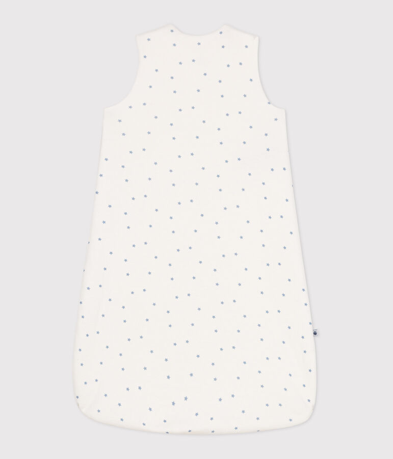 Baby sleeping bag in printed cotton TOG 1.5 white/blue