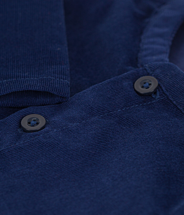 Babies' Long-Sleeved Super Fine Velour Shirt BLEU FONCE