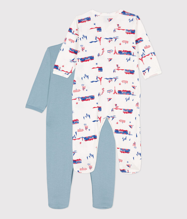 Pack of 3 Paris themed cotton sleepsuits multicolor