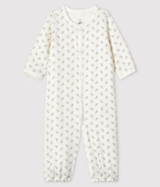 Babies' Rabbit Print Organic Cotton Jumpsuit/Sleeping Bag MARSHMALLOW white/MULTICO white