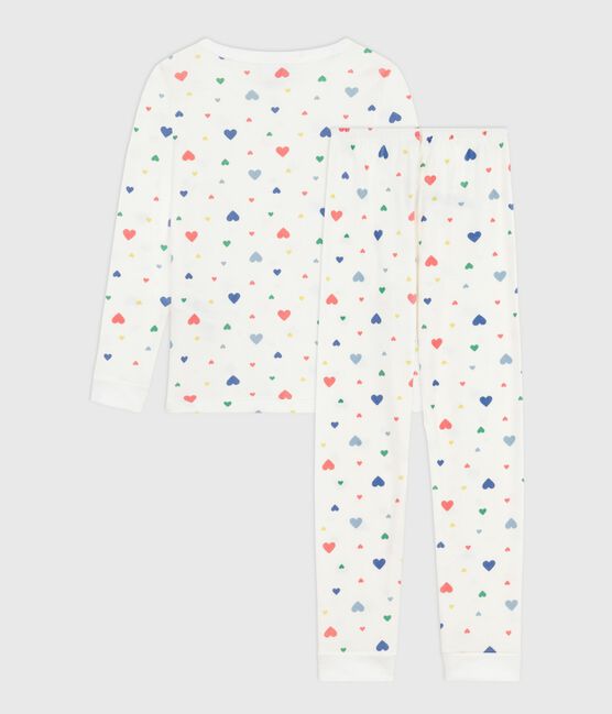 Children's pyjamas in cotton with a heart print and snug-fitting legs MARSHMALLOW white/MULTICO white