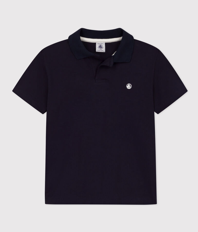 Boys' Short-Sleeved Cotton Polo Shirt blue