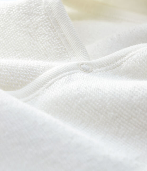 Babies' Starry White Organic Cotton Terry Bath Cape MARSHMALLOW white/GRIS grey