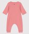 Babies' Plain Organic Tube Knit Long Playsuit PAPAYE pink