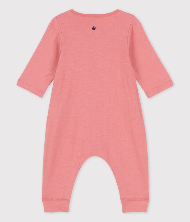Babies' Plain Organic Tube Knit Long Playsuit pink