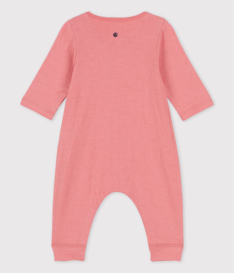 Babies' Plain Organic Tube Knit Long Playsuit pink