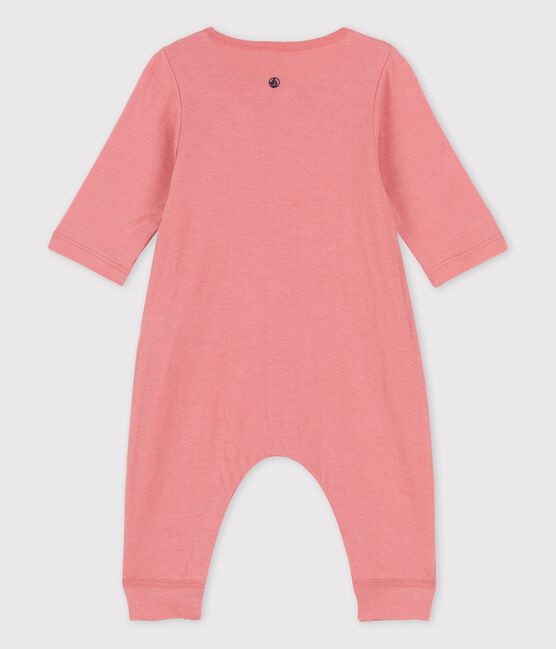 Babies' Plain Organic Tube Knit Long Playsuit PAPAYE pink