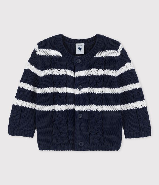 Babies' Cable Knit Cardigan blue/white