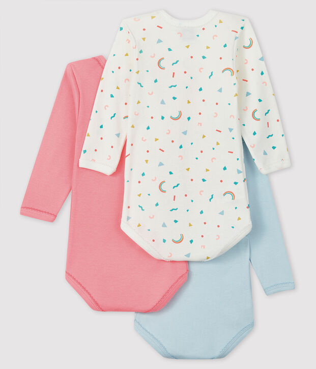 Baby girls' long-sleeved bodysuit - Set of 3 multicolor