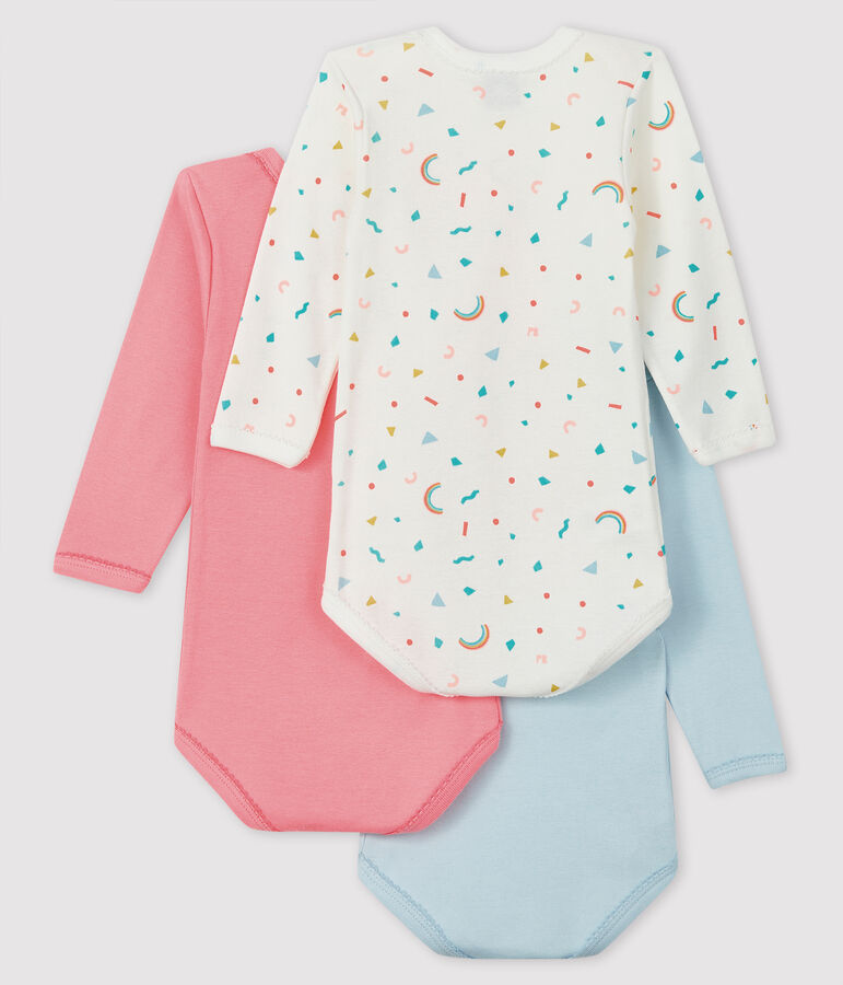 Baby girls' long-sleeved bodysuit - Set of 3 multicolor