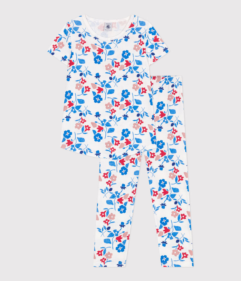 Children's floral cotton pyjamas white/multicolor