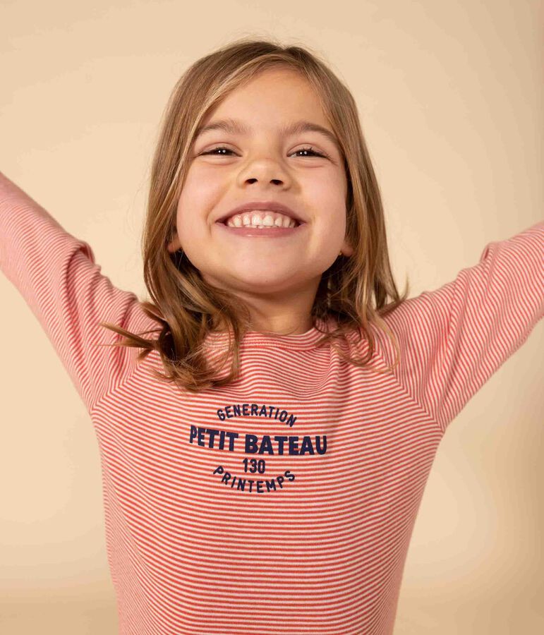 Children's Unisex Striped Cotton Pyjamas orange/white