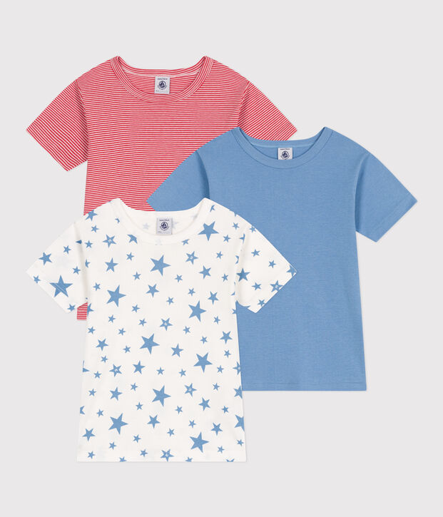 Children's short-sleeved star print cotton T-shirts - 3-Pack multicolor
