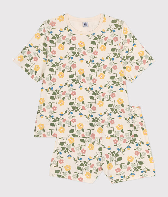 Women's Floral-pattern Cotton Pyjama Shorts and T-shirt AVALANCHE white/MULTICO