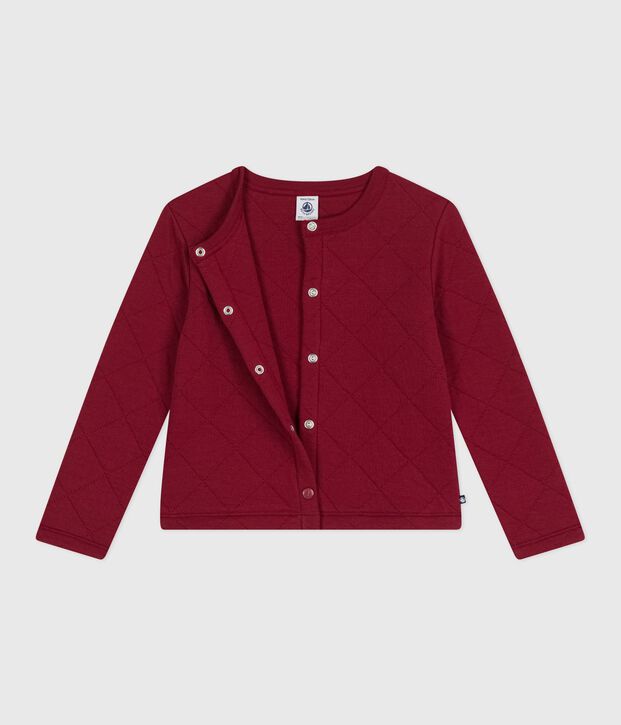 Children's plain cotton cardigan red
