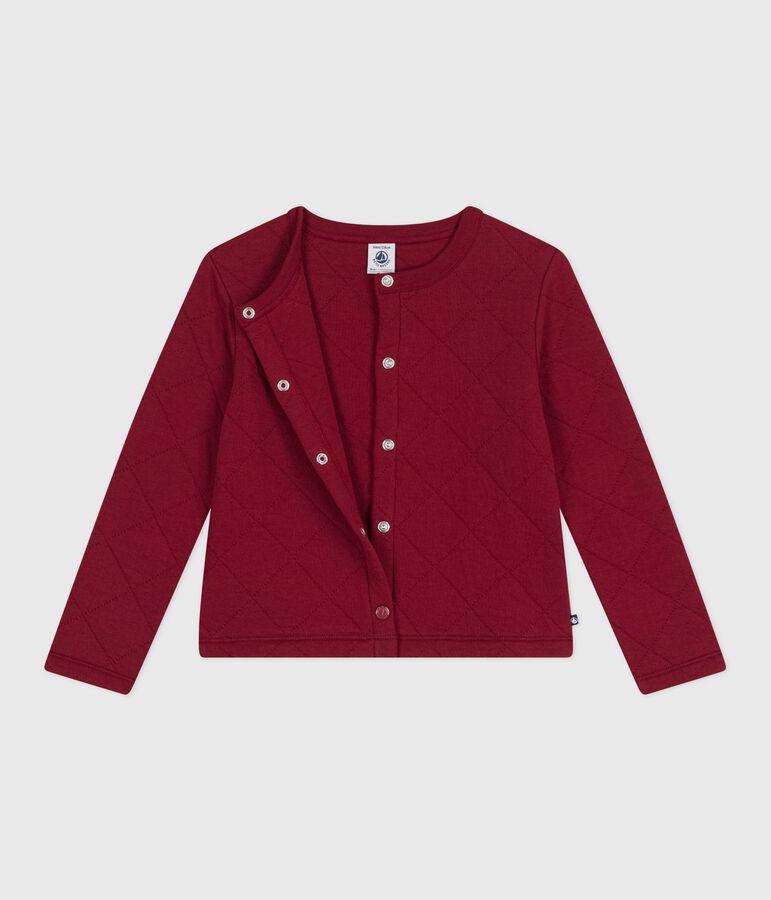 Children's plain cotton cardigan red