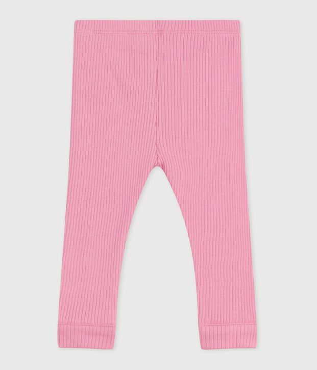 Babies' plain cotton leggings pink
