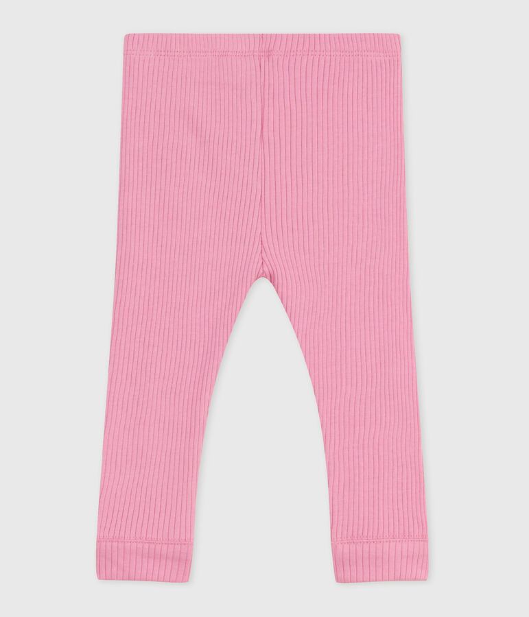 Babies' plain cotton leggings pink