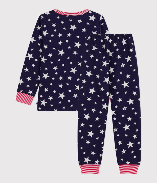 Children's pyjamas in star-print fleece blue/white