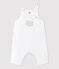 Babies' Quilted Organic Cotton Quilted Dungarees MARSHMALLOW white