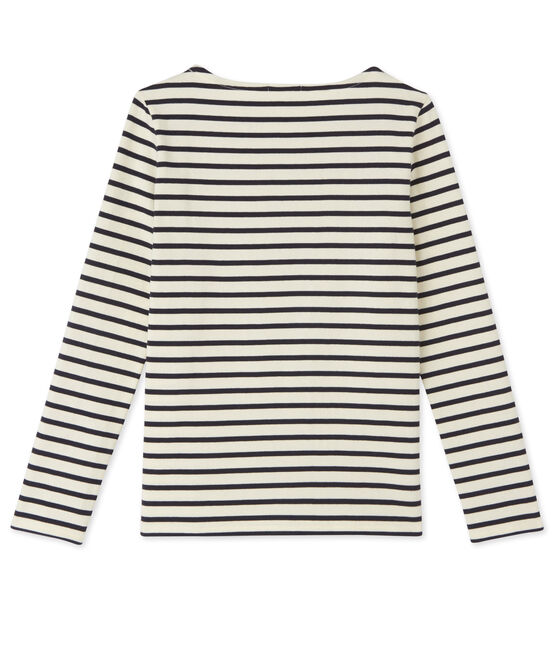 Women's sailor top in heavy jersey COQUILLE beige/SMOKING blue