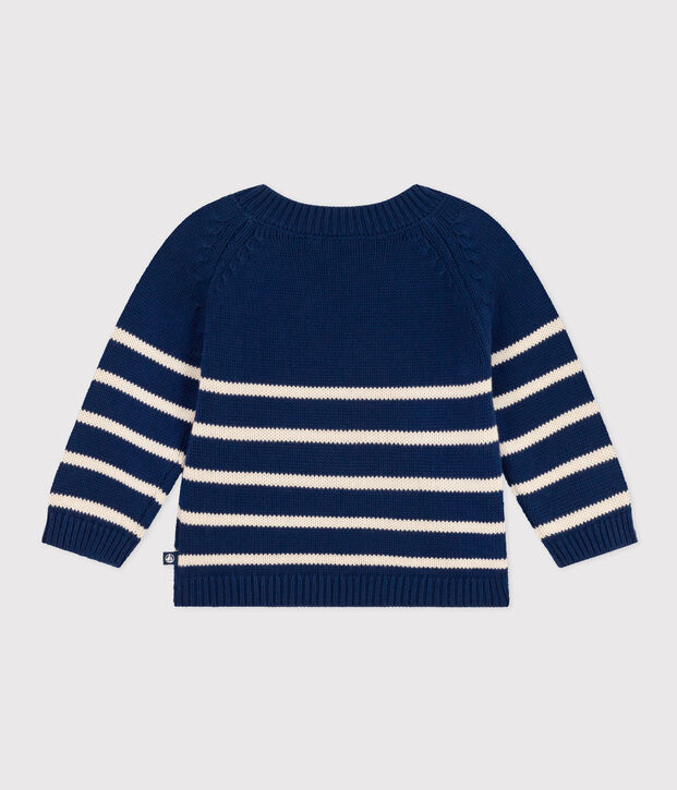 Babies' Cotton Jumper blue/ecru