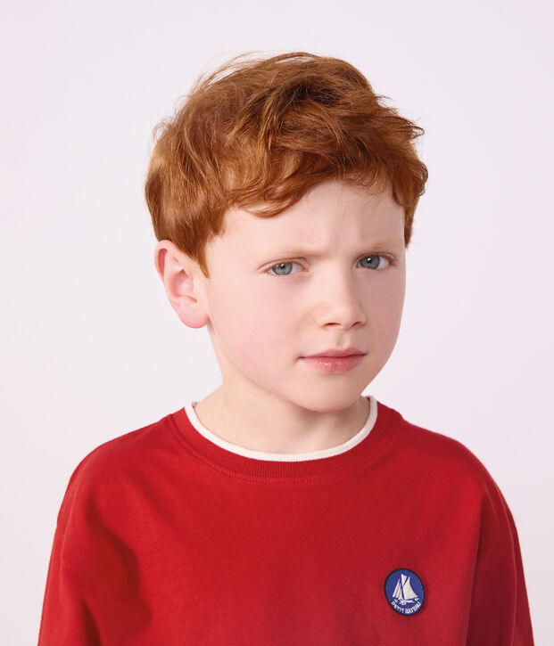 Children's long-sleeved plain cotton T-shirt red