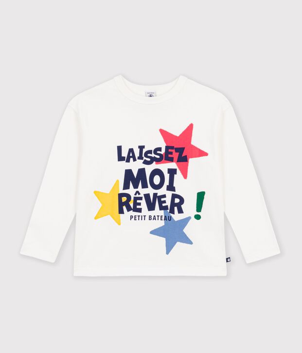 Children's long-sleeved patterned T-shirt white