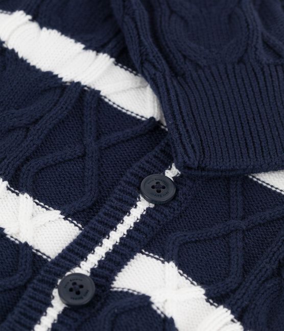Boys' Cotton Cardigan SMOKING blue/MARSHMALLOW white
