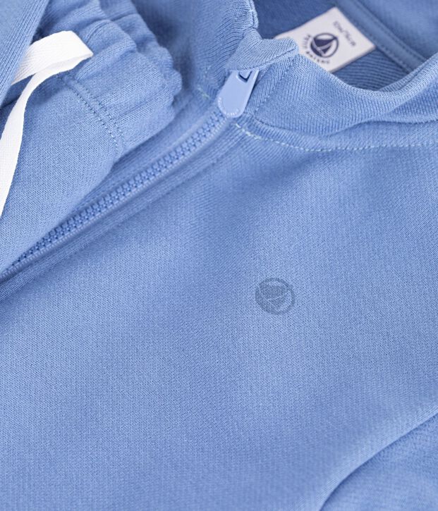 Babies' sweatshirt and trousers set in plain cotton blue
