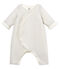 Baby boys' striped long jumpsuit MARSHMALLOW white/PERLIN beige