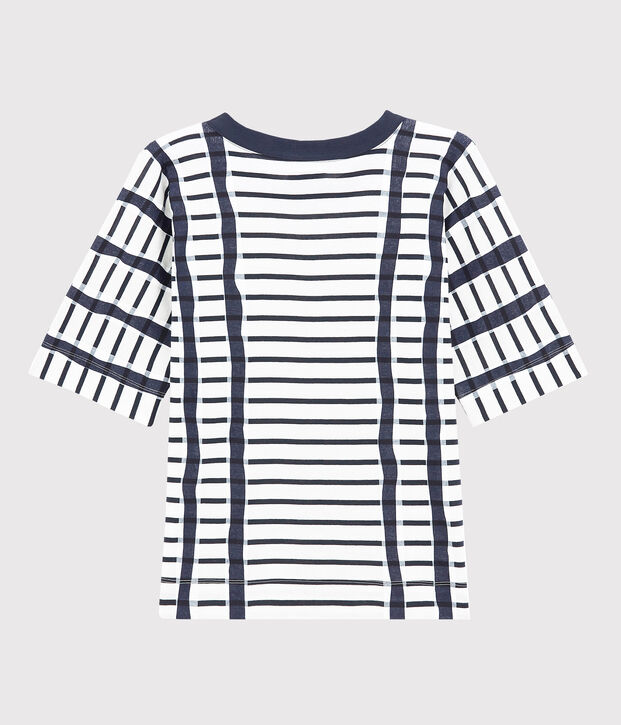 T-shirt with stripes white/blue
