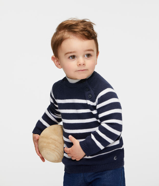 Baby Boys' Striped Wool/Cotton Pullover blue/white